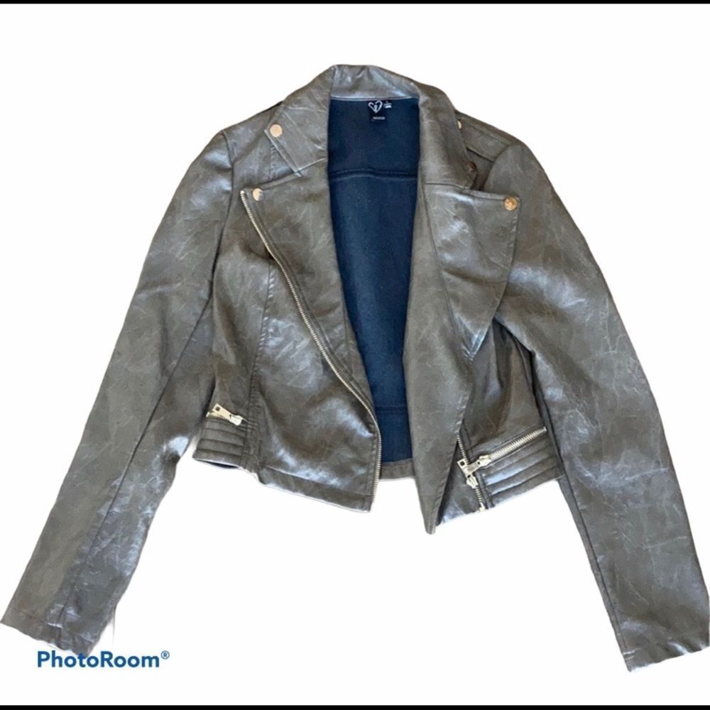 Cropped Faux Leather Moto Jacket